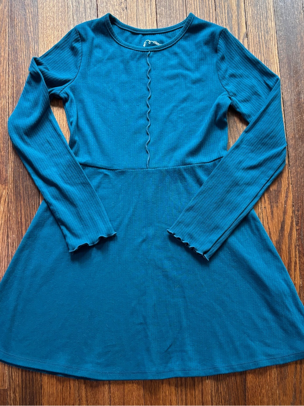 Art Class Teal Long Sleeve Ribbed Dress Target